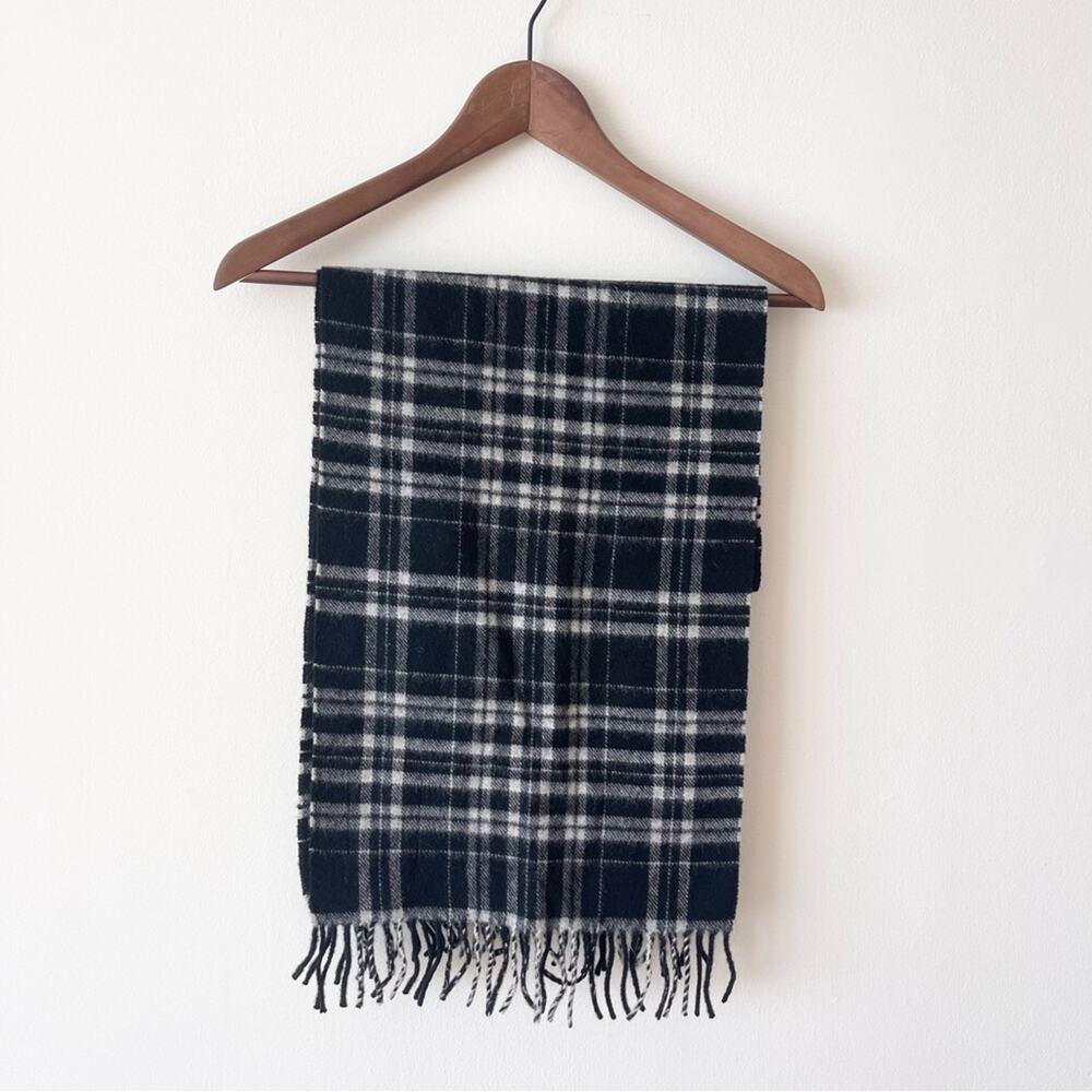 The Clans by Phillip MacColl Lambswool Scarf Black and White Plaid